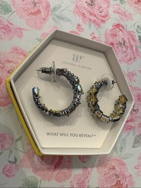 Yellow and Silver Crystal Hoop Earrings - Bomb Party